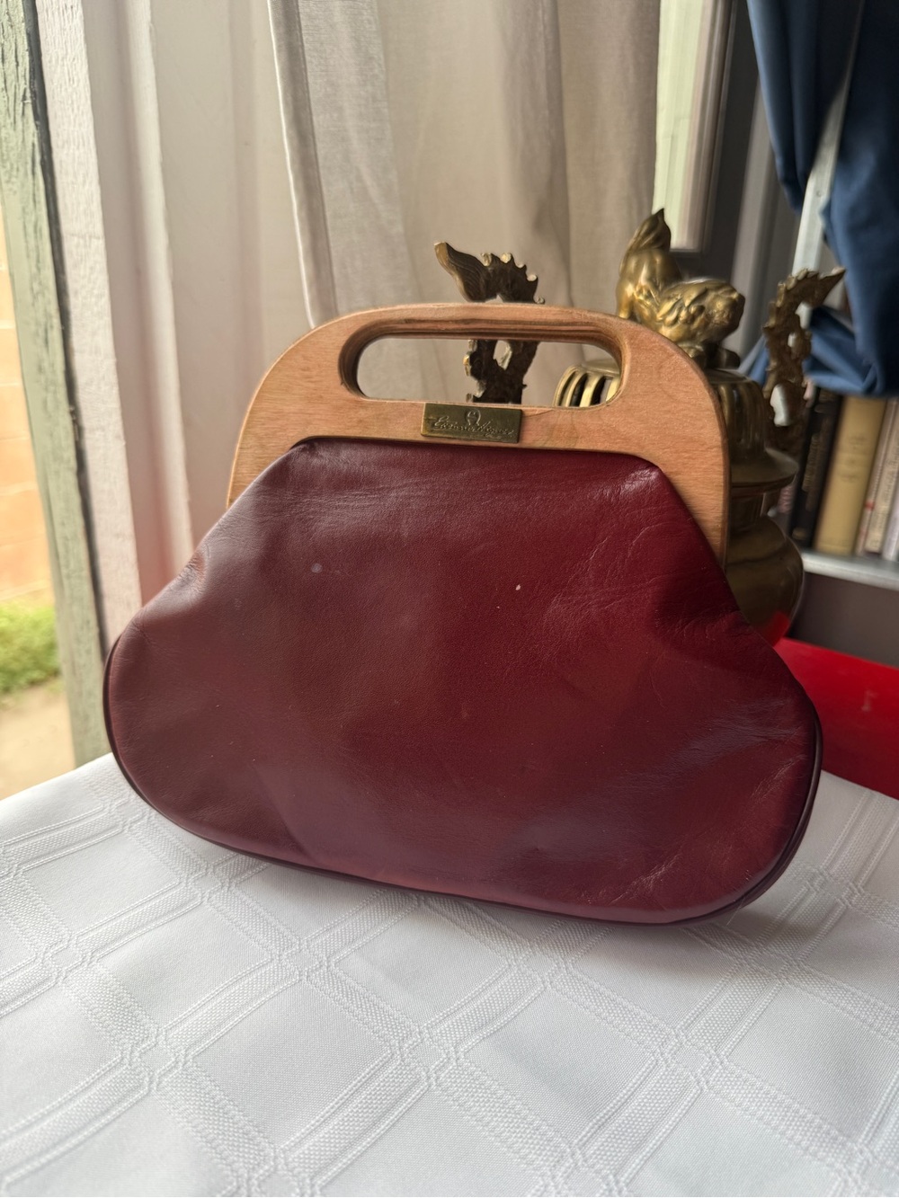 VTG Etienne Aigner Clutch | Wood Handle | Oxblood | Slim